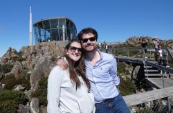 Katie and  Roger atop Mt Wellington